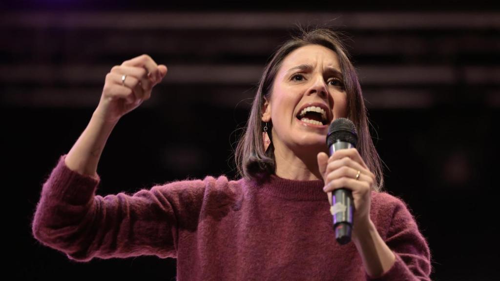 La eurodiputada de Podemos Irene Montero este domingo en un acto de precampaña en Zaragoza..