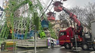 Desmontaje de la noria de Vigo, a 13 de enero de 2026