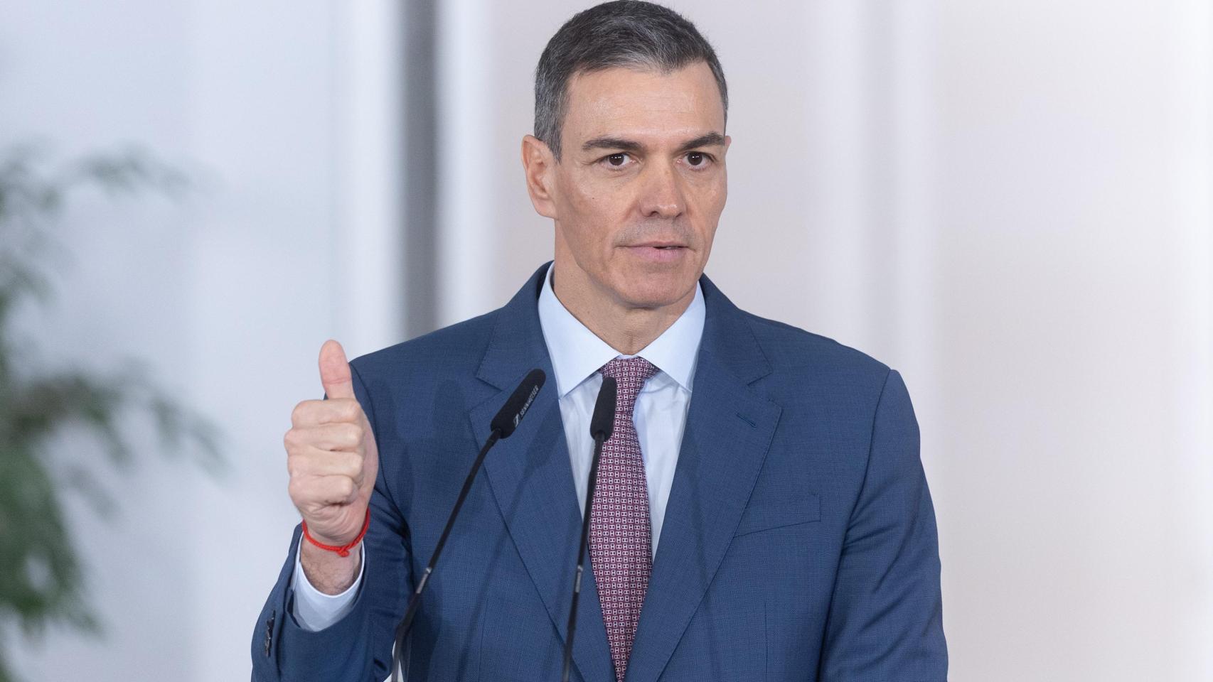 Pedro Sánchez durante una comparecencia pública.