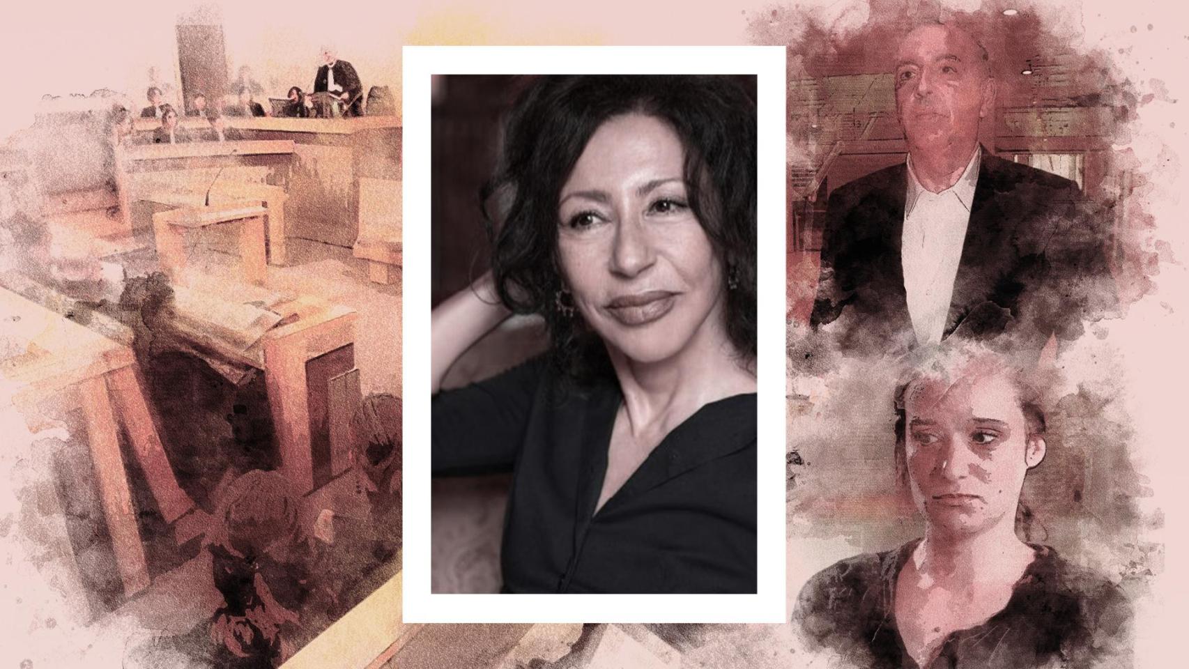 Los casos de Jean-Marc Morandini y Edith Scaravetti (izquierda) fueron dos de los procesos seguidos por Yasmina Reza (centro). Diseño: Rubén Vique