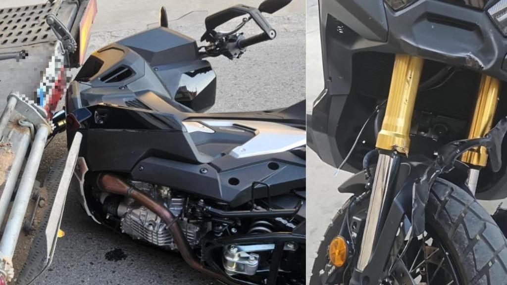 Los daños que presentaba la Honda de alta cilindrada, tras ser aplastada parcialmente, el 15 de julio de 2025.