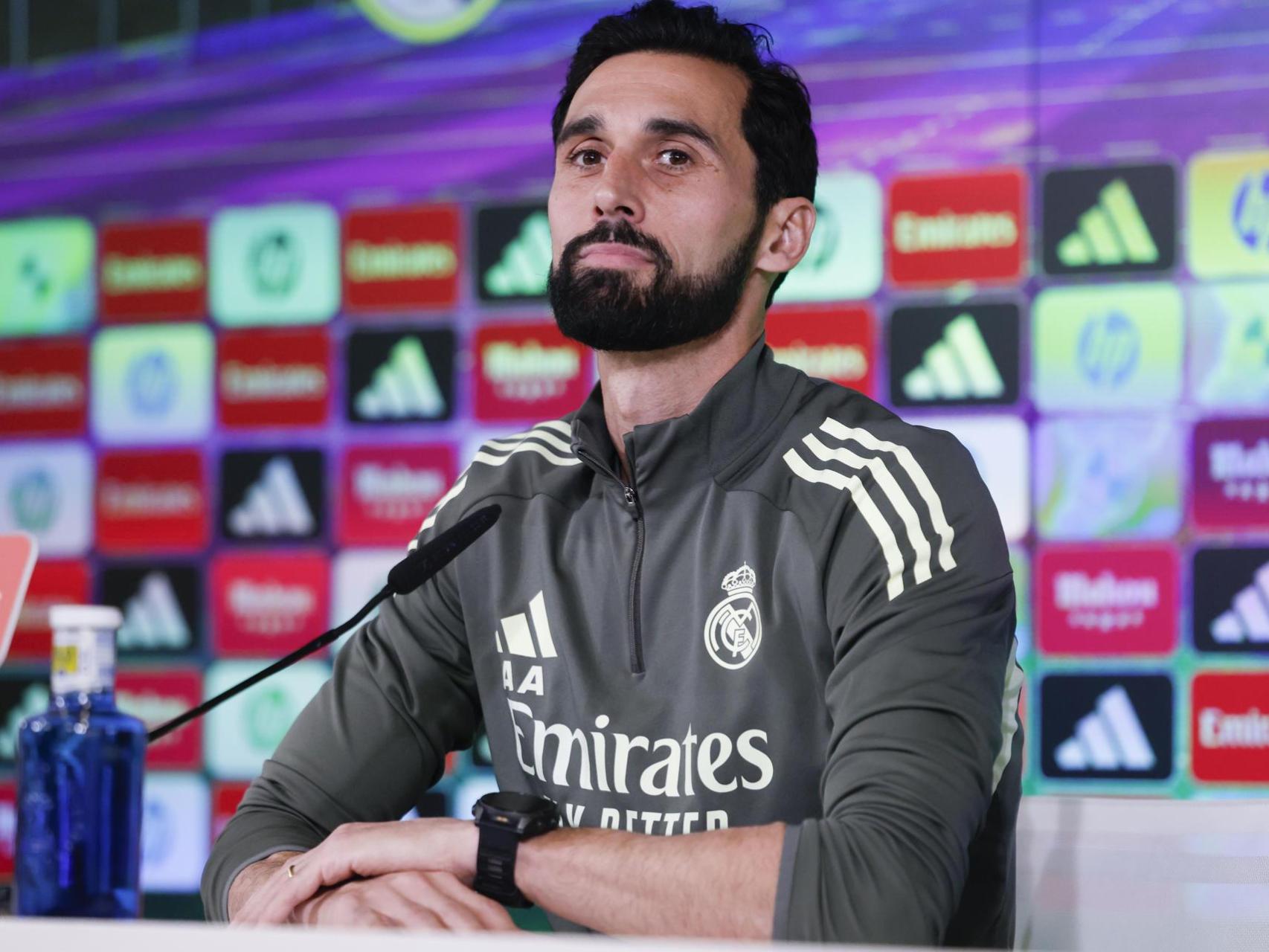 Álvaro Arbeloa, durante su primera rueda de prensa como entrenador del Real Madrid.