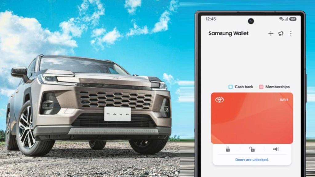 Móvil de Samsung y coche de Toyota