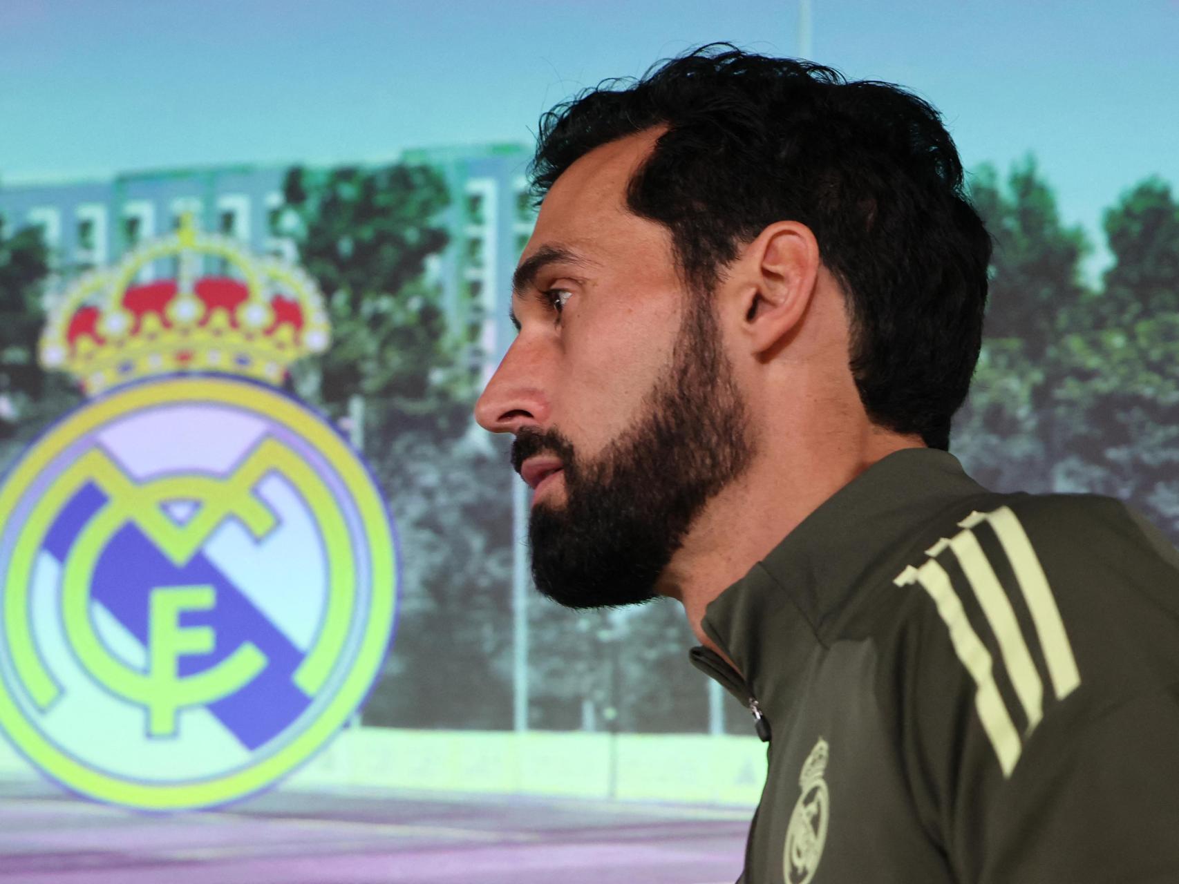 Álvaro Arbeloa, durante su primera rueda de prensa como entrenador del Real Madrid.