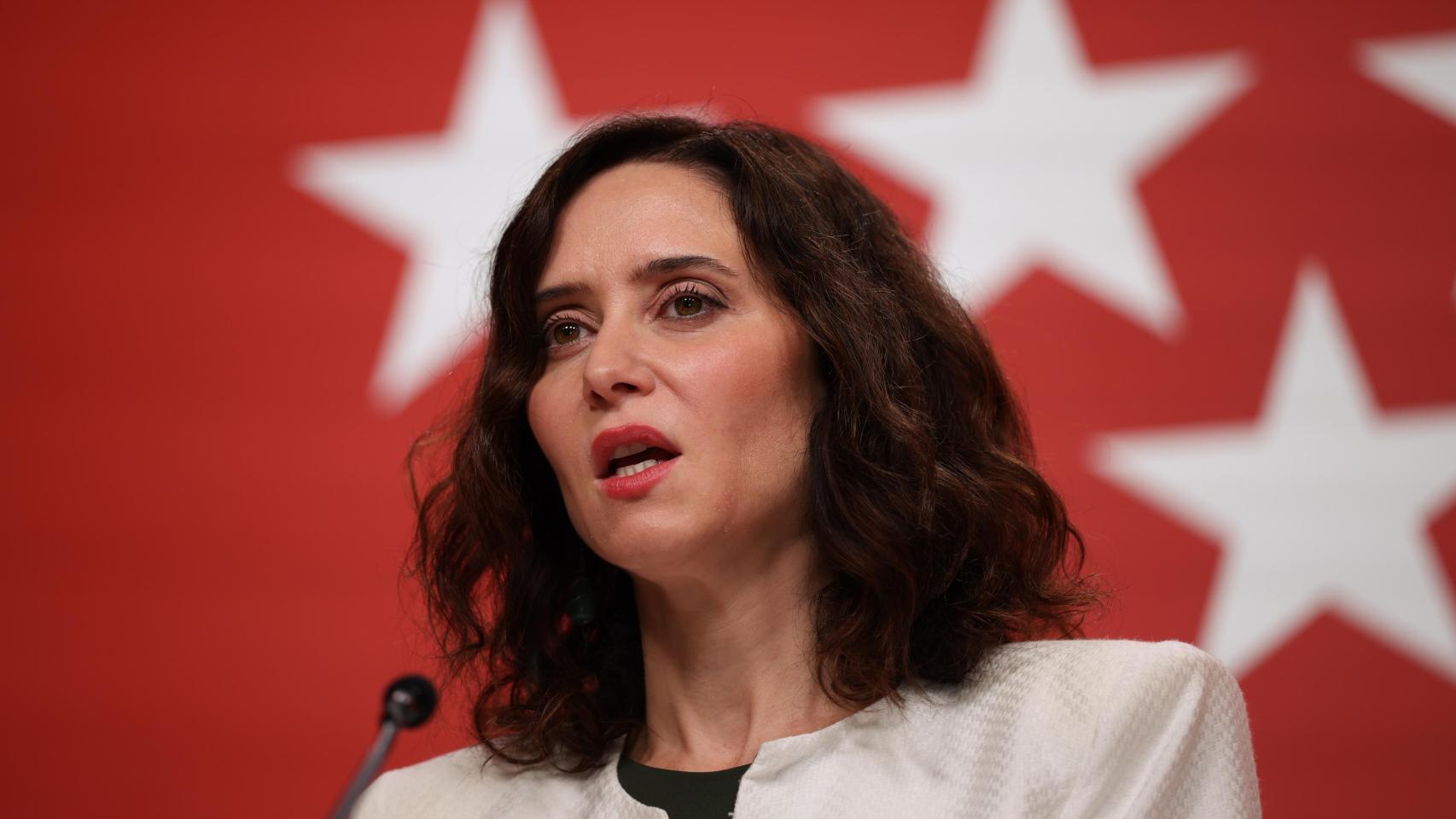 Isabel Díaz Ayuso durante una comparecencia.