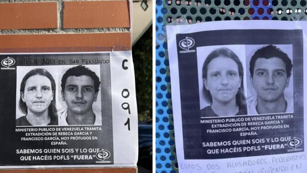 Los carteles de los dos presuntos pedófilos de San Fernando de Henares.