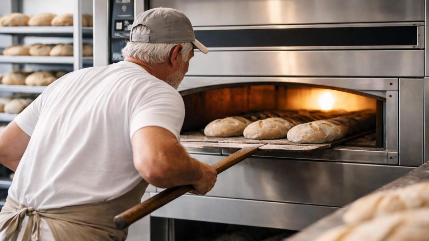 Un panadero trabajando