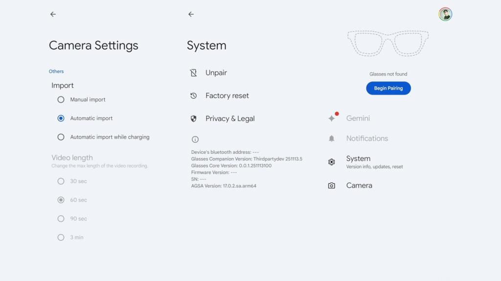 Configuración de gafas inteligentes en Android