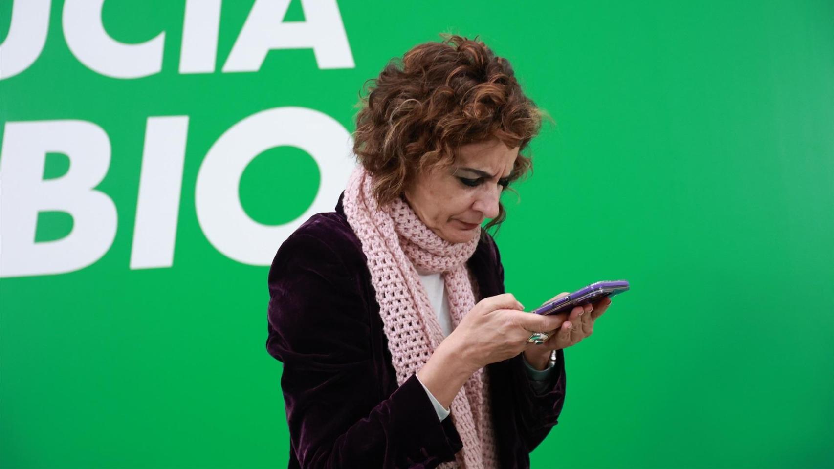 María Jesús Montero, durante la Interparlamentaria socialista de Andalucía, en Alcalá de Guadaíra (Sevilla).