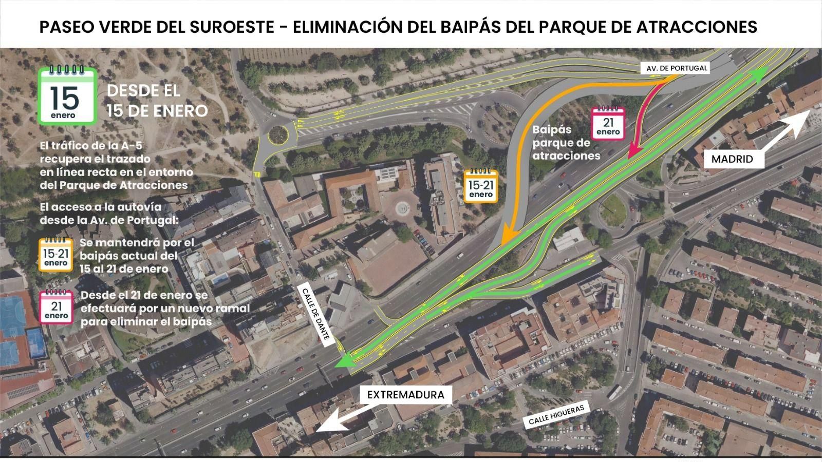 Nuevas afecciones en las obras de la A-5: los cambios en el tráfico que ...