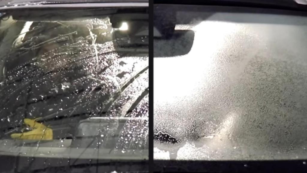 La tecnología Betterfrost en un coche quitando el hielo de un parabrisas.