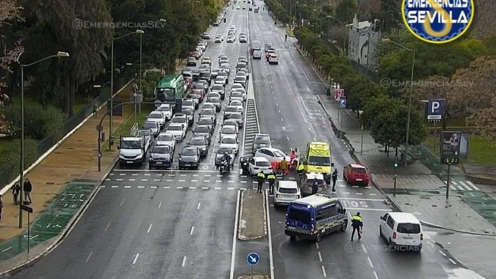 Accidente en el Paseo de las Delicias de Sevilla.