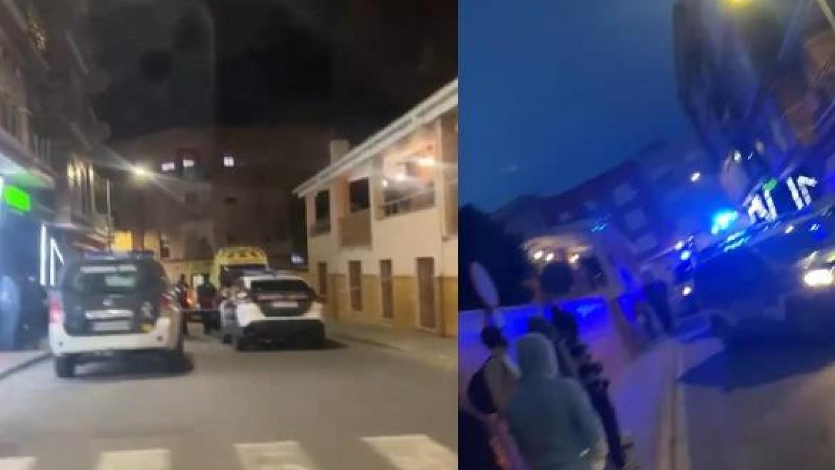 La calle Maestro Miguel Fernández de Archena, este martes por la noche, precintada por la Guardia Civil.