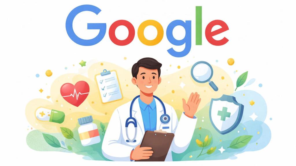 Ilustración con el logo de Google relacionado con la medicina.