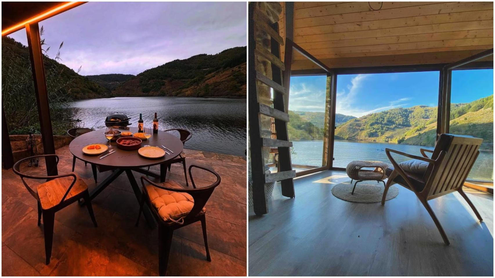 Porche y salón de Casa Morriña, en Valga (Lugo)