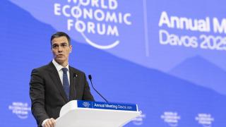 El presidente del Gobierno, Pedro Sánchez, en la ediciónde 2025 del Foro Davos.