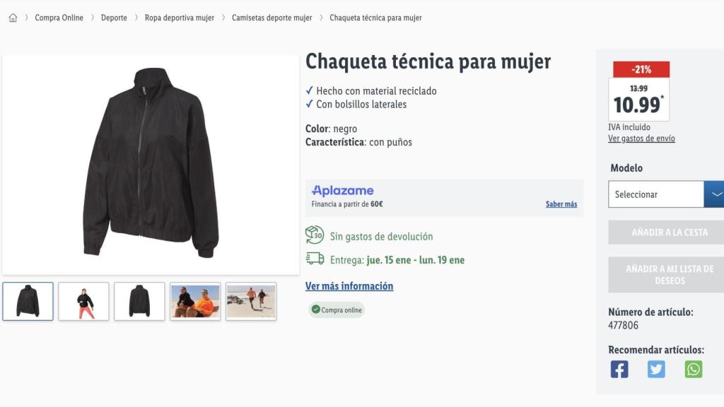 Chaqueta técnica para mujer.