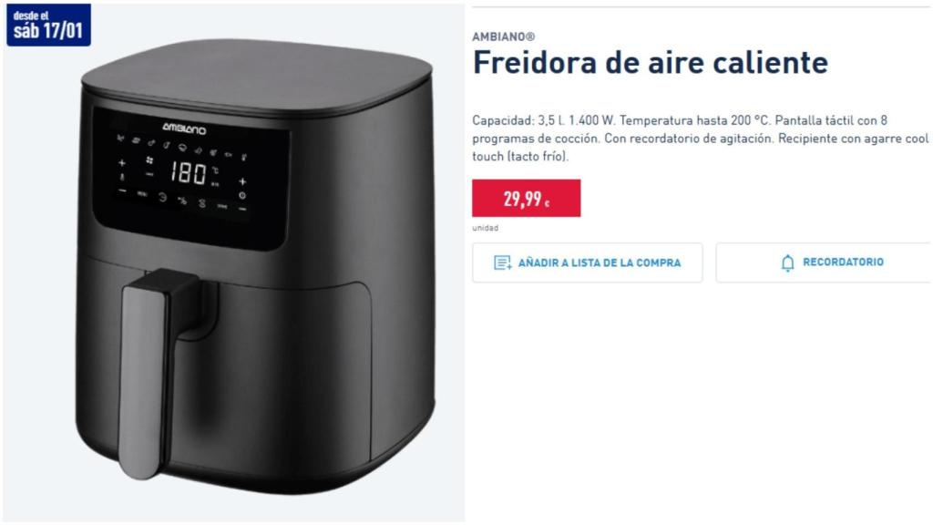Freidora de aire de Aldi
