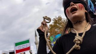 File image of a protest against capital punishment, in support of protesters over the death of Mahsa Amini.