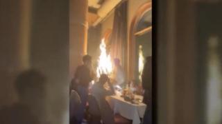 El momento del incendio en Fanático.