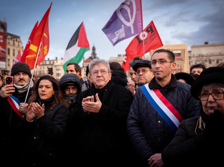 El líder de la Francia Insumisa, Jean-Luc Mélénchon, en una manifestación a favor de la dictadura venezolana.