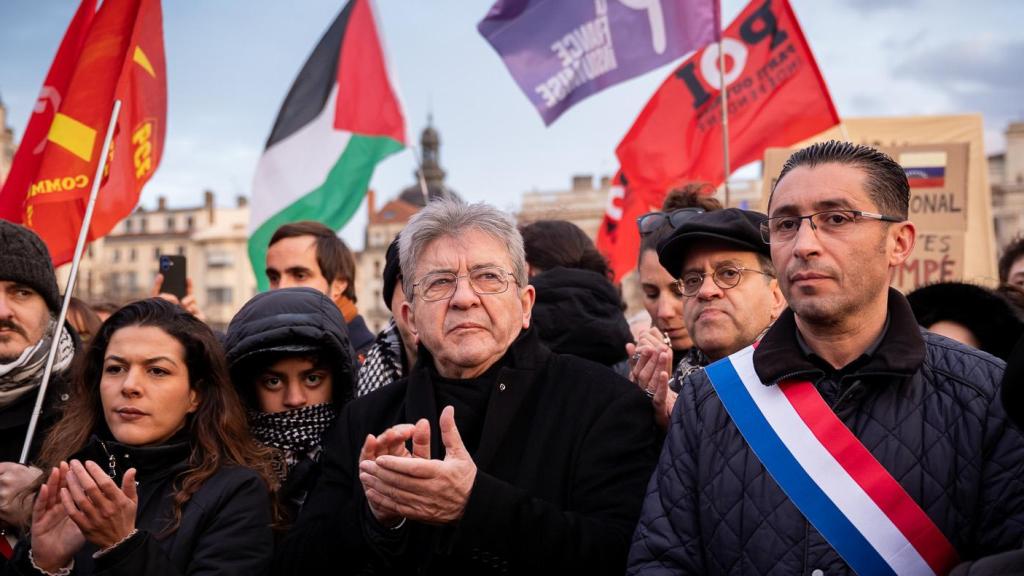 El líder de la Francia Insumisa, Jean-Luc Mélénchon, en una manifestación prochavista.