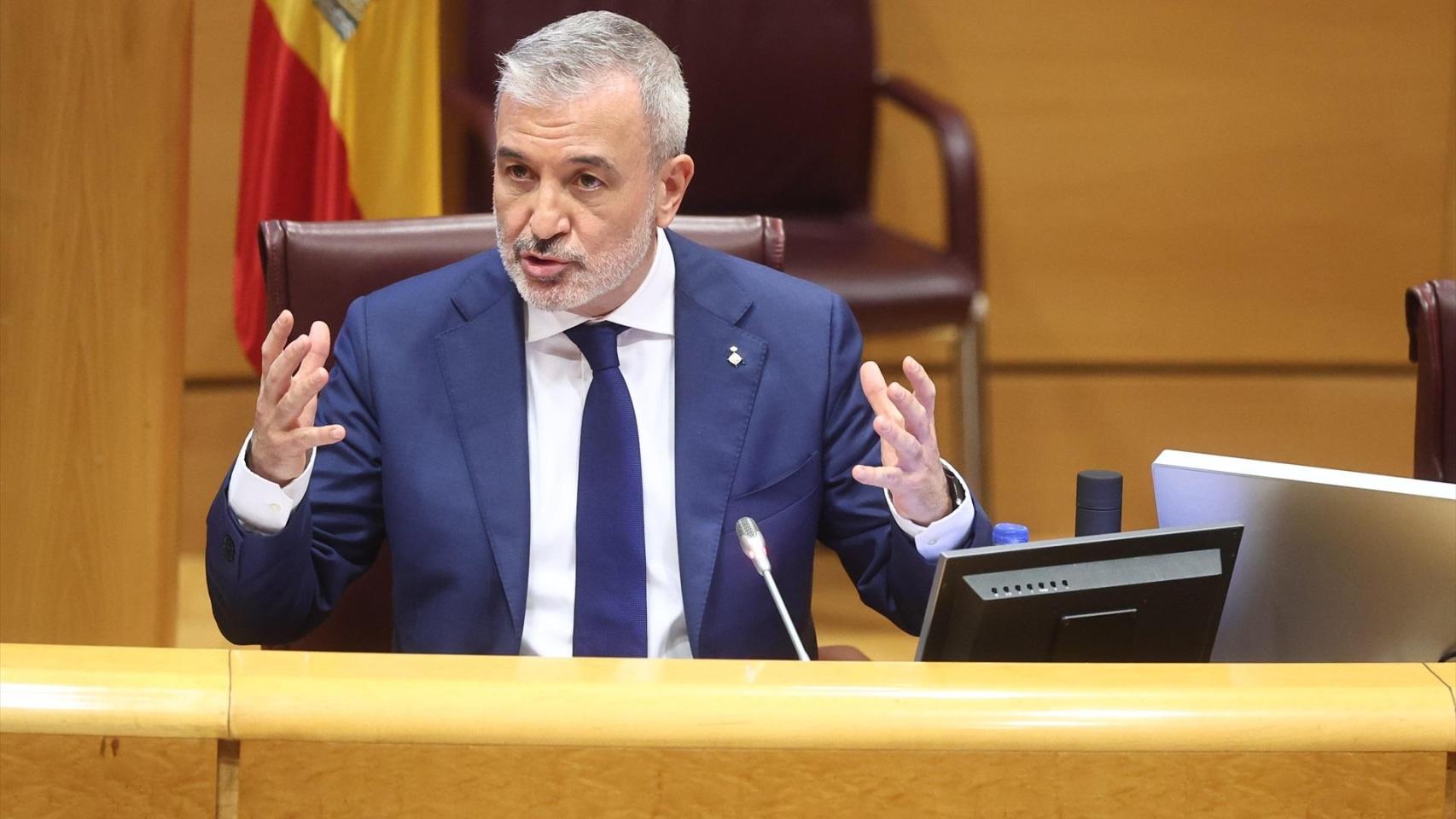 El alcalde de Barcelona, Jaume Collboni, en su comparecencia ante la Comisión de Vivienda y Agenda Urbana del Senado.