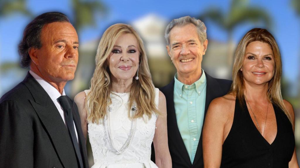 Julio Iglesias, Ana Obregón, Ramón Arcusa y Makoke, en un montaje de JALEOS.