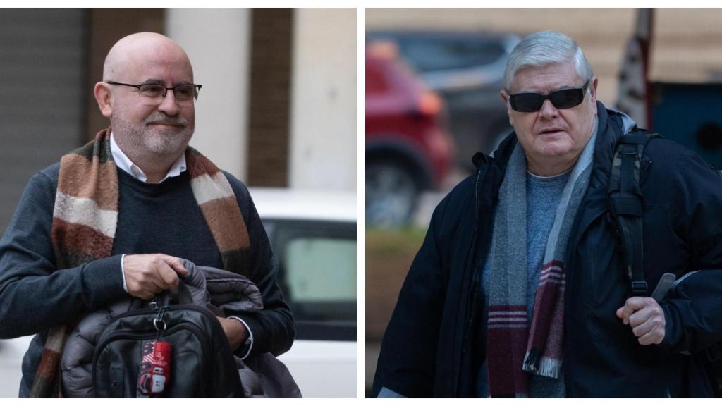 Jorge Suárez y José Miguel Basset, en los juzgados de Catarroja en sus respectivas declaraciones. Jorge Gil / EP