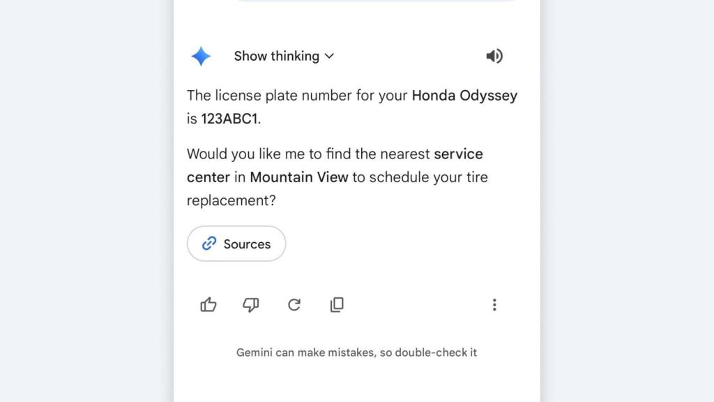 Gemini podrá obtener datos personales como la matrícula de nuestro coche