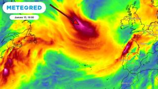 Los vientos impulsados por la nueva borrasca. Meteored.