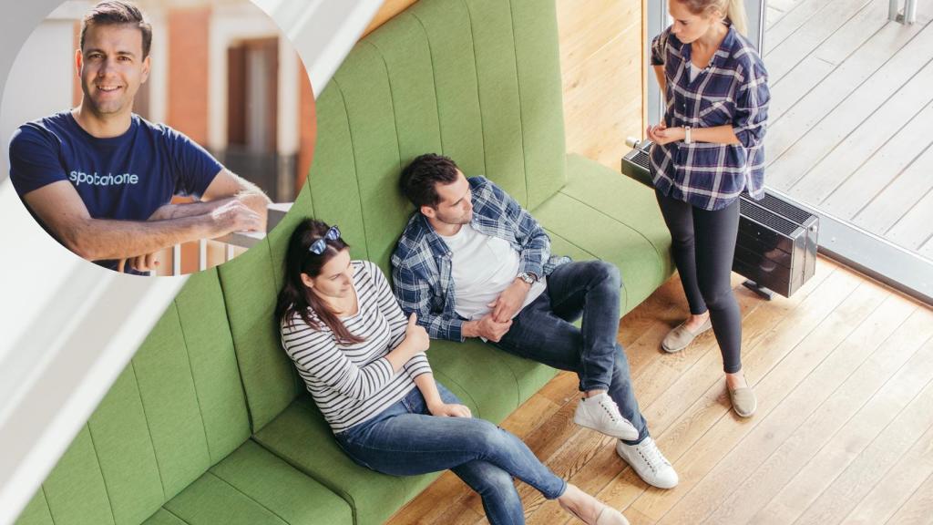 Montaje de Eduardo Garbayo con una pareja negociando con su casera.