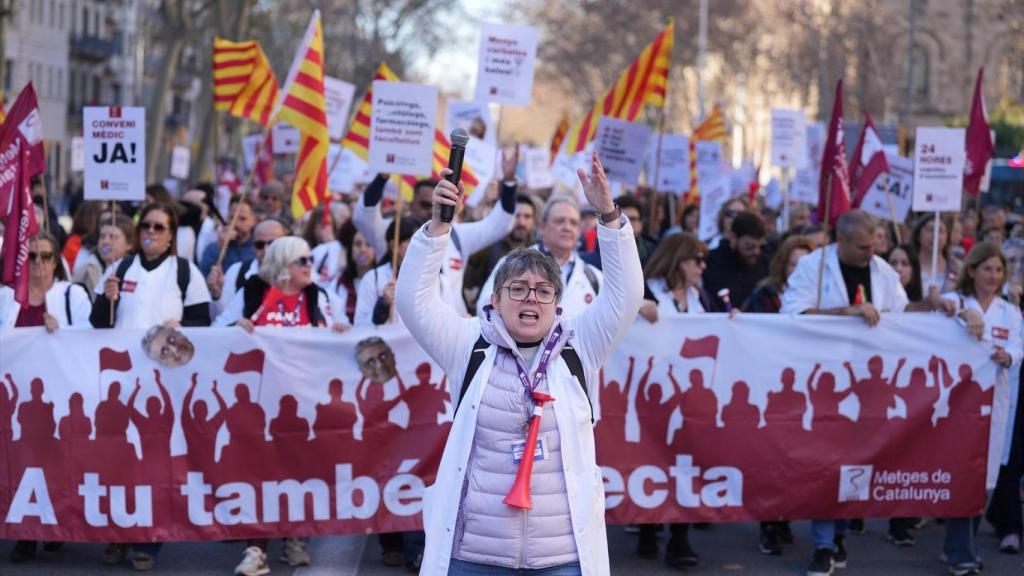 Manifestación de Metges durante este jueves 15 de enero.