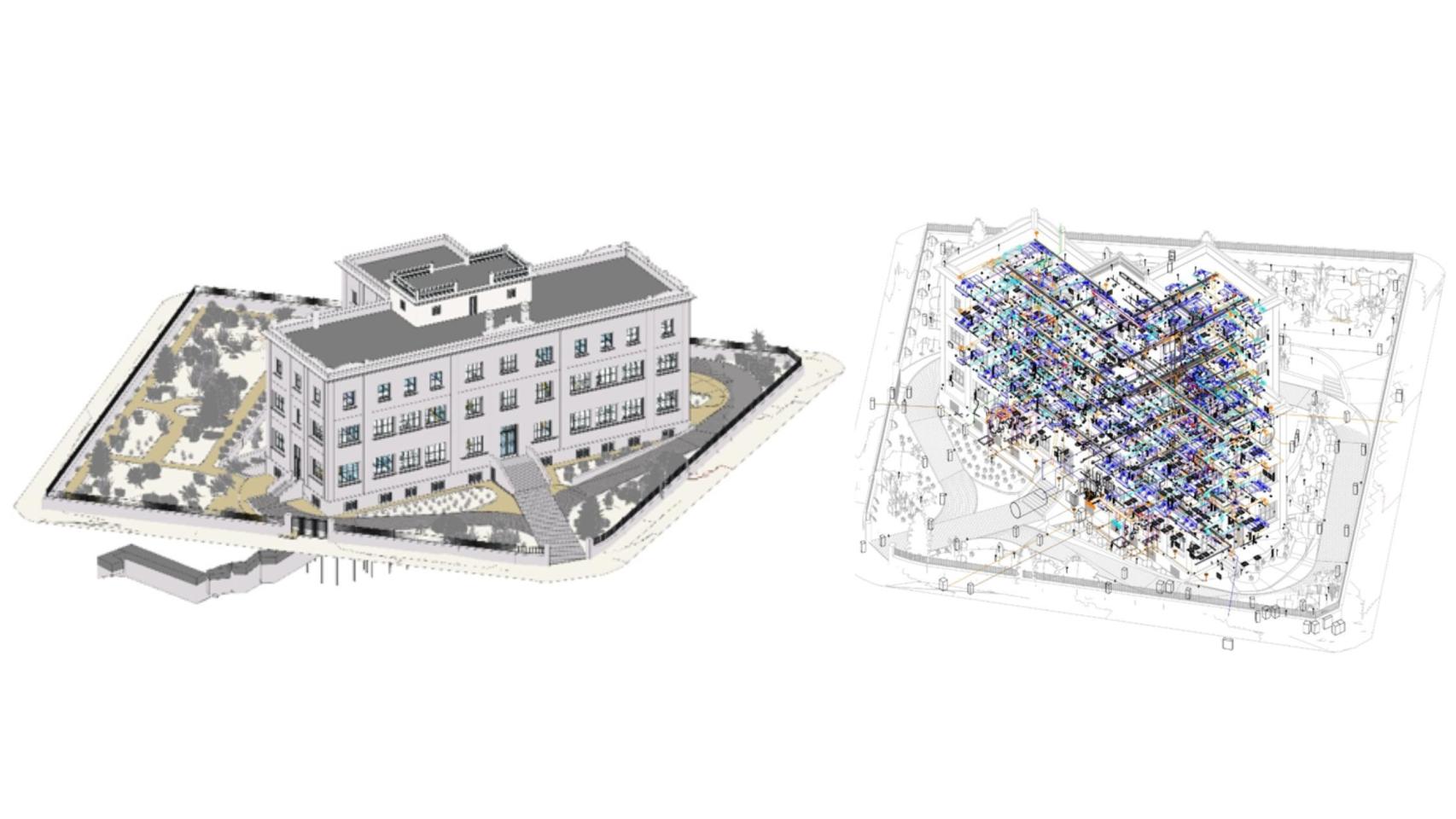 Recreación de un modelo 3D de un edificio.