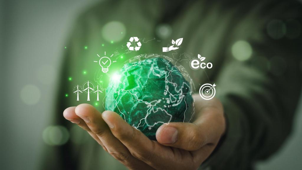 Ilustración que representa las energías limpias y la tecnología.