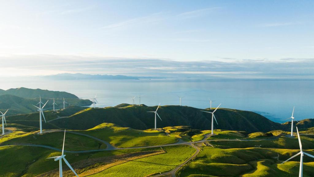 Parque eólico costero.