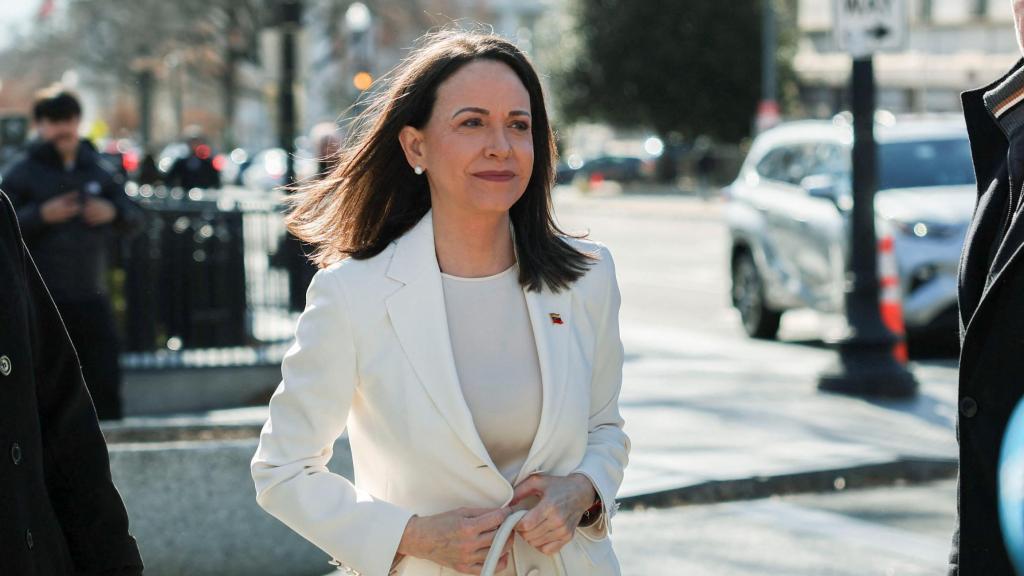 María Corina Machado a su llegada a la Casa Blanca este jueves.