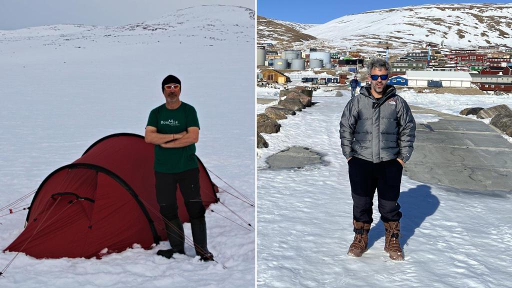 Los investigadores Santiago Giralt (izquierda) y Marc Oliva (derecha) han realizado varias expediciones en Groenlandia..