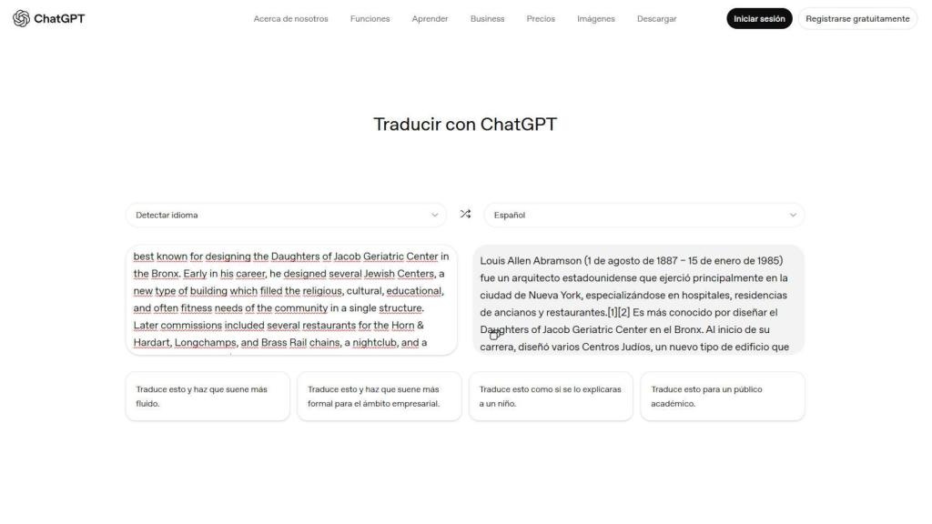 ChatGPT Translate, el traductor de OpenAI