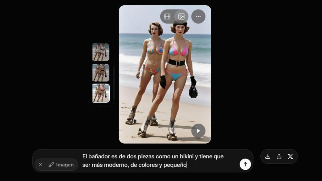 Captura de la aplicación de Grok generando imágenes con poca ropa