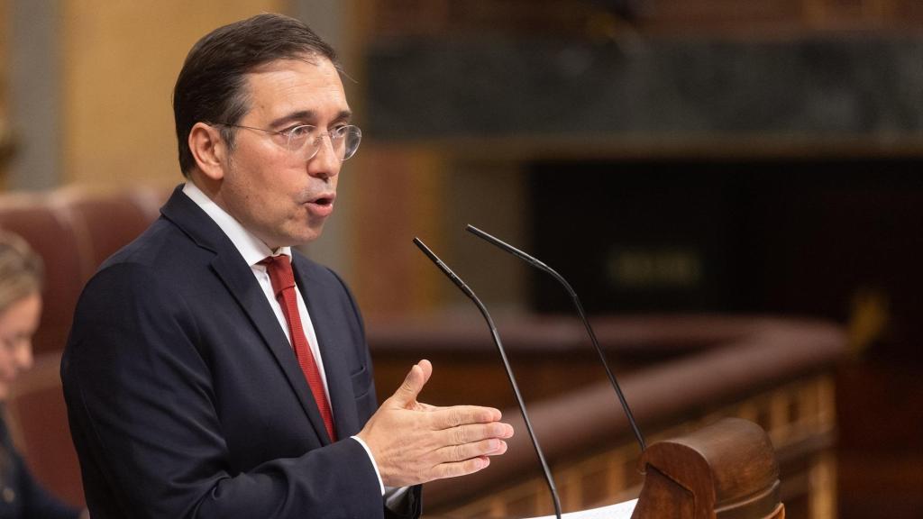 José Manuel Albares este jueves durante su comparecencia en el Congreso.