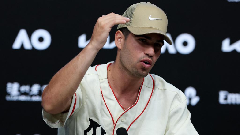 Carlos Alcaraz, durante su rueda de prensa previa al Open de Australia.