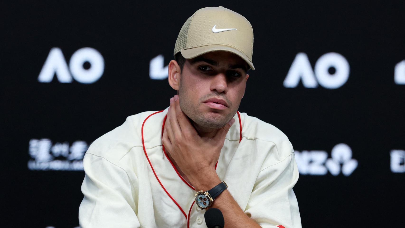 Carlos Alcaraz, durante la rueda de prensa previa al Open de Australia.