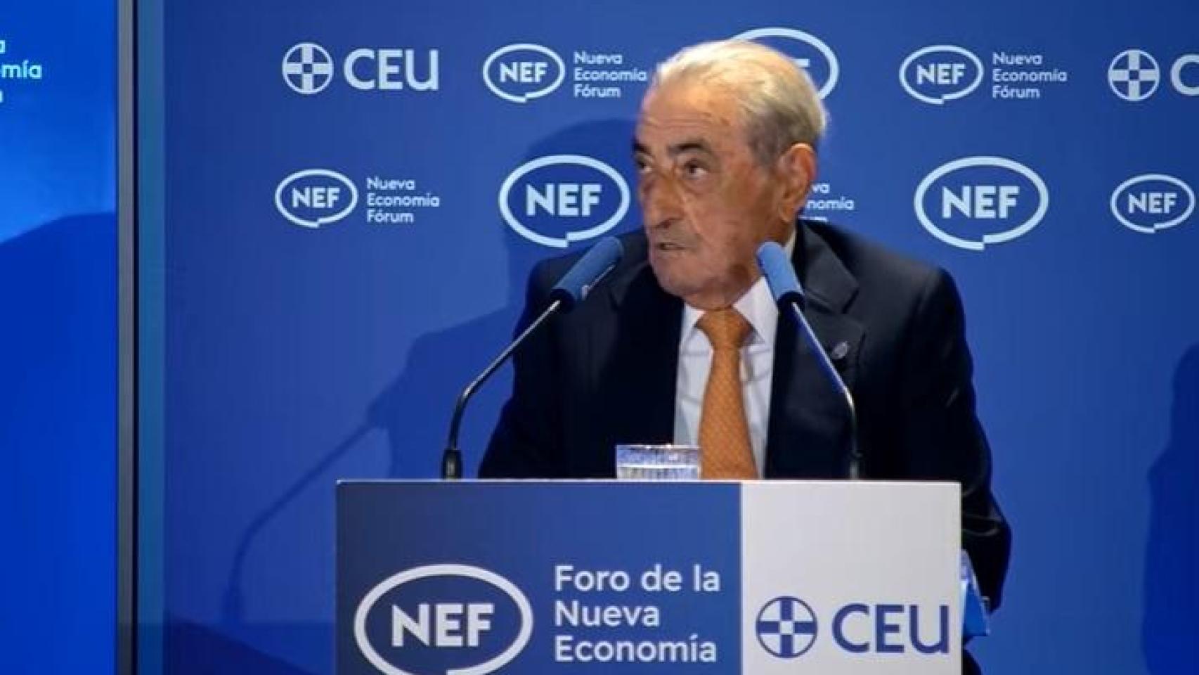 Juan José Hidalgo, presidente de Globalia, durante su intervención en el Foro de la Nueva Economía el 16 de enero de 2026.