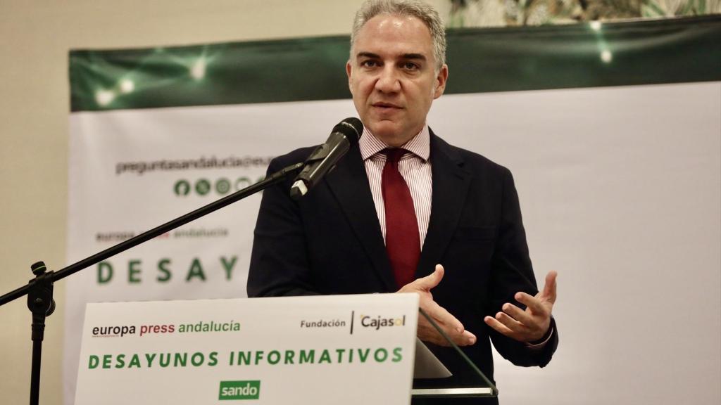 Elías Bendodo en un momento de su intervención en Málaga.