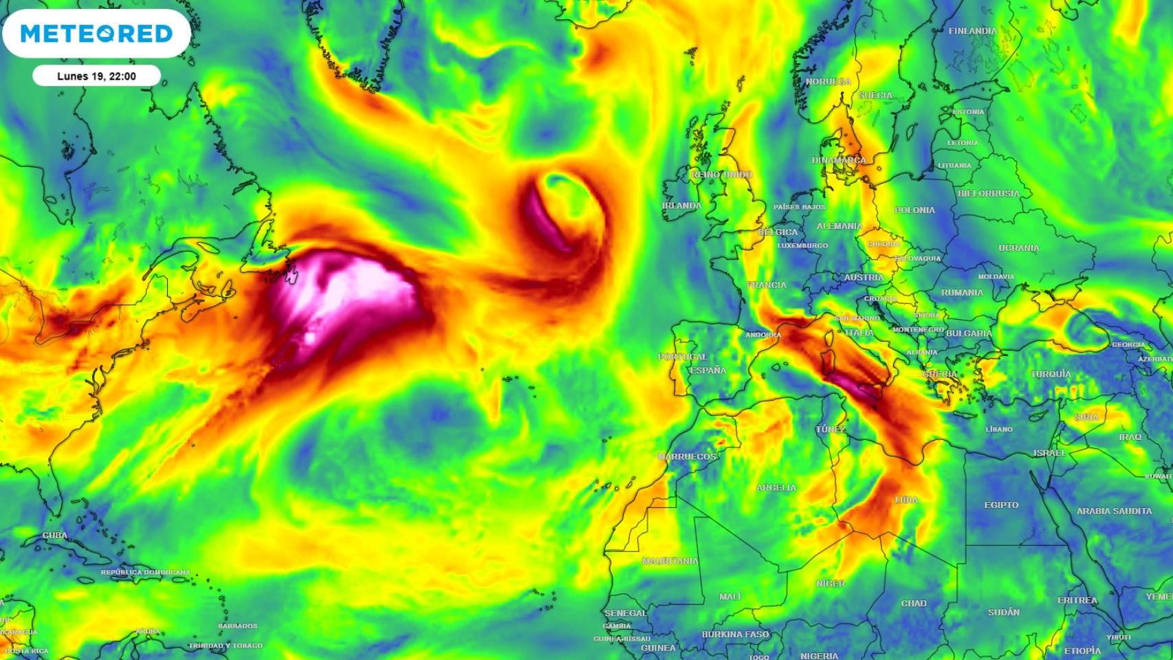 La aproximación de la borrasca Harry. Meteored.