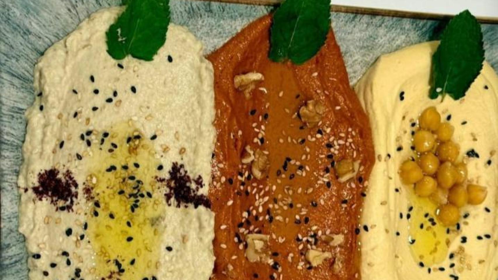 Trío de humus de Oliva Real. Foto: TikTok de Oliva Real.