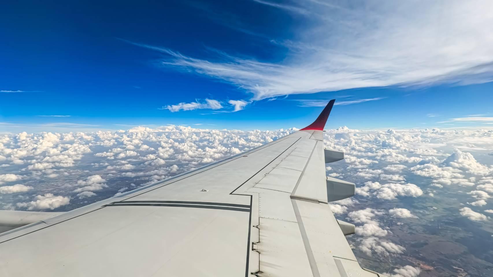 El ala de un avión comercial de pasajeros.