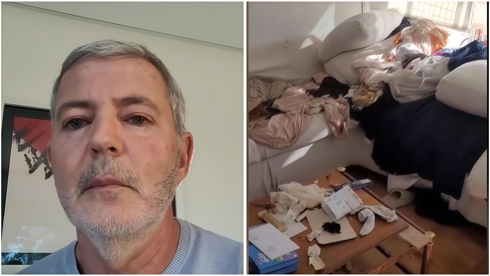 Montaje de Juan Carlos y el estado deplorable de su vivienda.