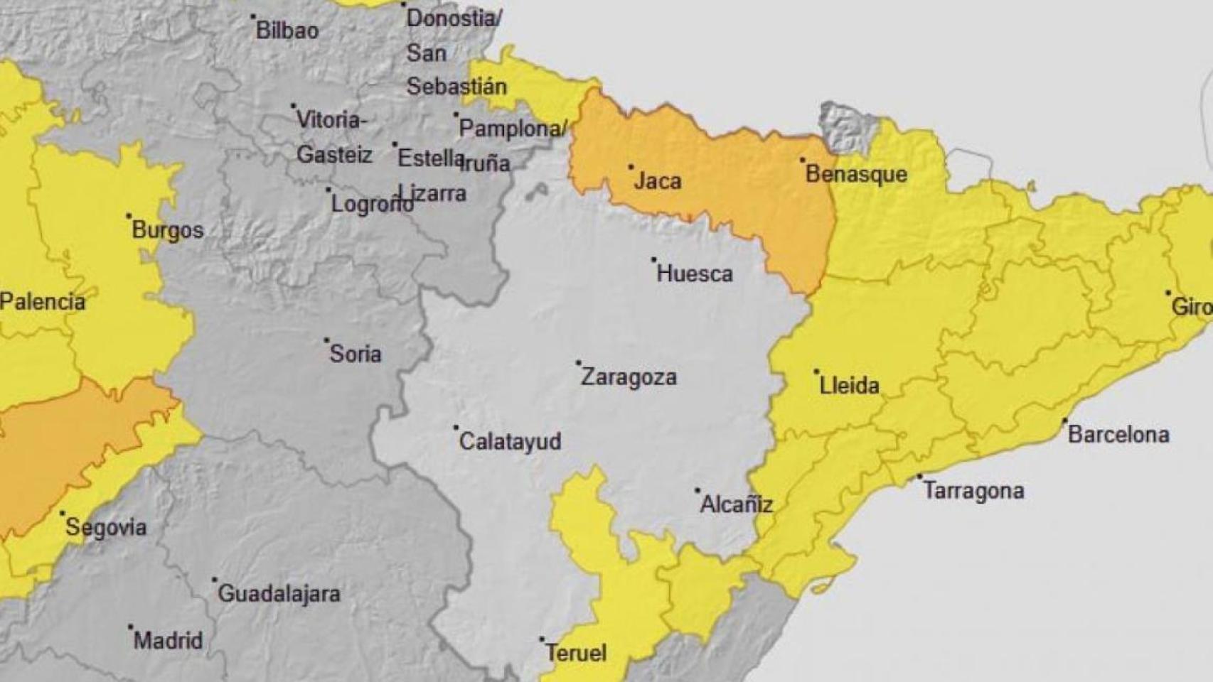 Alerta naranja por nevadas en el Pirineo aragonés para este sábado.